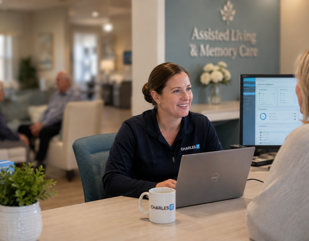 IT professional supporting staff at an assisted living and long-term care community