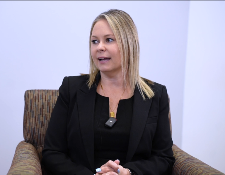 Cheryl Spraberry discussing leadership and developing people in the shipbuilding industry